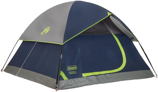 Coleman Sundome Camping Tent, 3 Person Dome Tent with Easy Setup, Included Rainfly and Weathertec Floor to Block Out Water, 2 Windows and 1 Ground Vent for Air Flow with Charging E-Port Flap