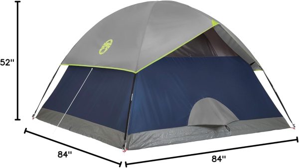 Coleman Sundome Camping Tent, 3 Person Dome Tent with Easy Setup, Included Rainfly and Weathertec Floor to Block Out Water, 2 Windows and 1 Ground Vent for Air Flow with Charging E-Port Flap - Image 6