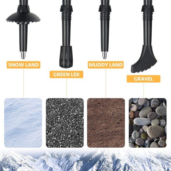 Covacure Hiking Poles Collapsible Trekking Poles - Aluminum Alloy 7075 Walking Sticks for Hiking with Telescopic & Foldable Tri-fold Design Hiking Gear for Women Men, Hiking, Camping, Climbing - Image 6