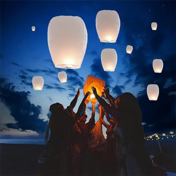 Paper Lanterns Have 16 Pack, White Lanterns to Release&in Memory, Chinese Lanterns Easy to Use, Paper Lanterns were The Highlight of Party, Chinese Lanterns Use to Party Events and Memory of Family. - Image 2