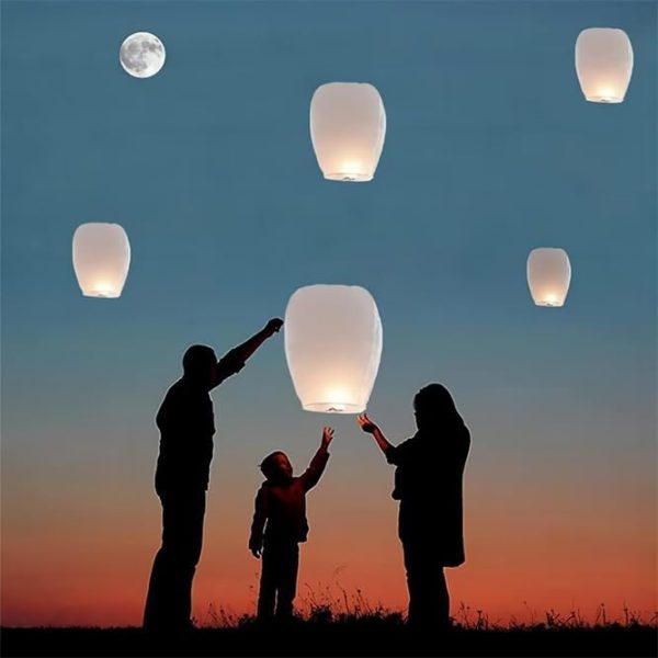 Paper Lanterns Have 16 Pack, White Lanterns to Release&in Memory, Chinese Lanterns Easy to Use, Paper Lanterns were The Highlight of Party, Chinese Lanterns Use to Party Events and Memory of Family. - Image 4