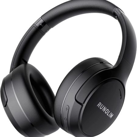 RUNOLIM Hybrid Active Noise Cancelling Headphones, Wireless Over Ear Bluetooth Headphones with Microphone, 70H Playtime, Foldable Headphones with HiFi Audio, Deep Bass for Home Travel Office